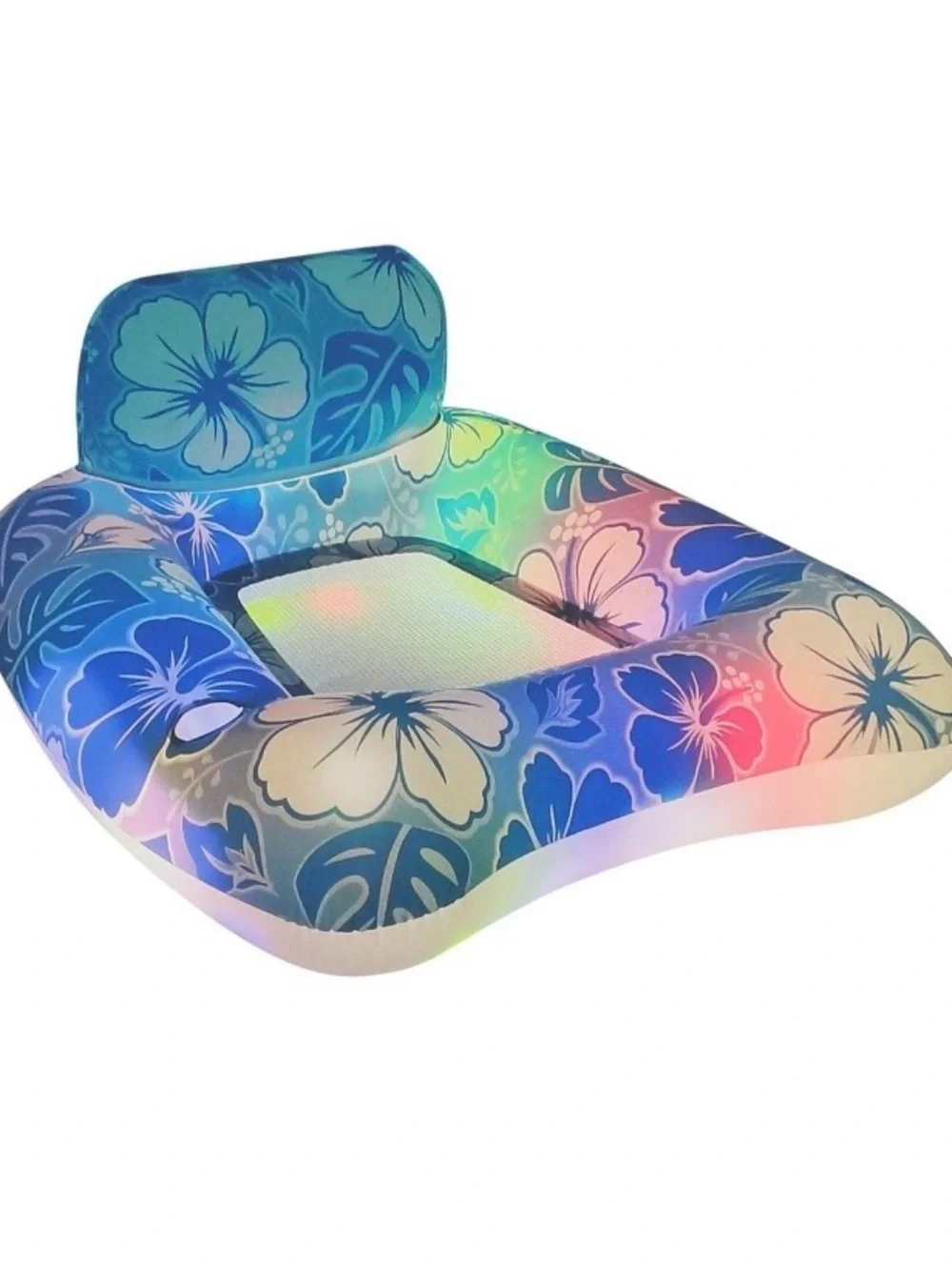 Light Up Mesh Lounger Pool Float - Blue Floral